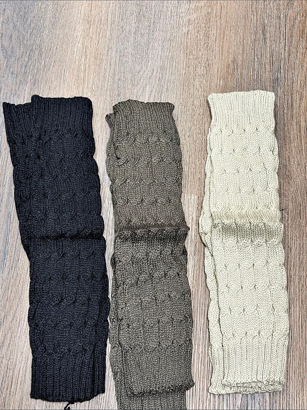NWOT Knit Leg Warmers 3-Pack Black Gray Cream